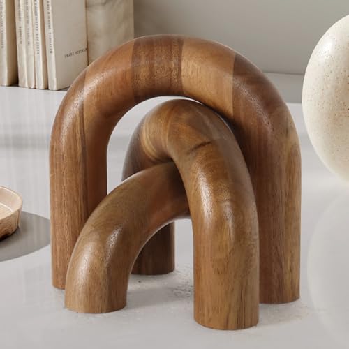 Oakrain 3 Pcs Wood Shelf Decor Aesthetic, Modern Aesthetic Home Decor Accent, Decorative Object for Coffee Table, Book She...
