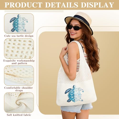 Crochet Beach Tote Bag, Aesthetic Mesh Tote Bag Hippie Bag Knit Bag, Summer Beach Bag for Women