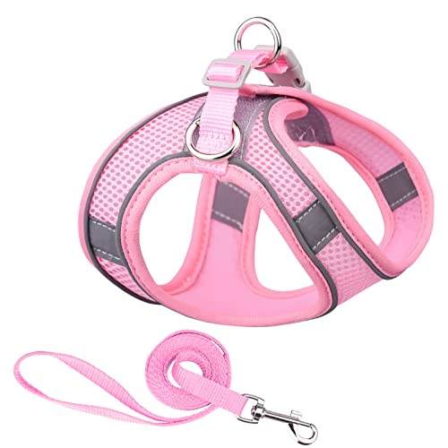 PETPUBGNZS Soft Small Dog Harness and Leash Set Mesh Puppy Harnesses Leash Easy Walk Dog Harness Vest Adjustable Reflectiv...