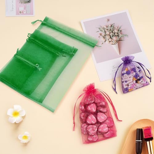 Crweety 50 PCS Organza Bags 3x4 Multicolor, Small Gift Bags for Jewelry Candy Goodie Treat Sachet, Mesh Gift Bag Drawstrin...