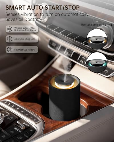 Waterless Essential Oil Diffuser,Portable Car Aromatherapy Diffuser,Rechargeable Cordless Scent Device with Fabric Design,...