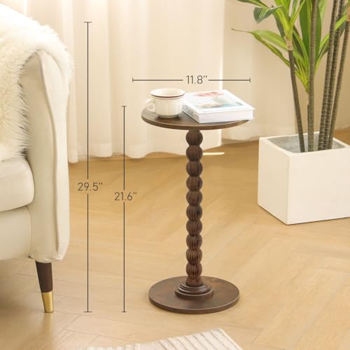 Fultyle Round Side Table, Small Drink Table for Small Spaces, Modern Accent Nightstand with Solid Wood Leg for Living Roo...