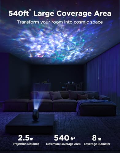 Govee Star Projector Lights, 7-Zone Colorful Nebula Effect, Compatible with Matter, 540ft² Coverage, LED Ceiling Lights fo...