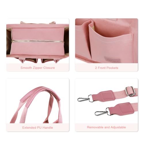 Canvas Tote Bag for Women With Pockets, Laptop Work Crossbody Purses Everything Shoulder Tote Bag Everyday Satchel Handbags