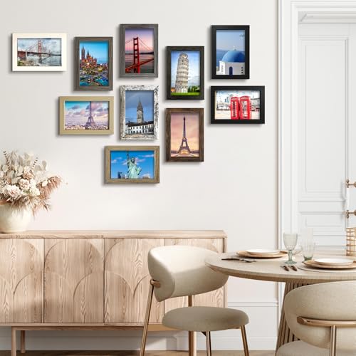 SESEAT 4x6 Picture Frame Set of 10, Wall and Tabletop Display, Mix Multi Color