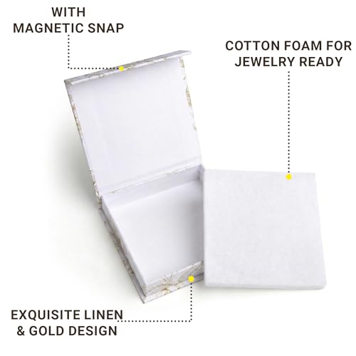 Sorarto Luxury Keepsake Gift Boxes with Magnetic Lids (2 Pack) - Rigid 4x4 Boutique Box for Handkerchiefs, Jewelry & Brida...