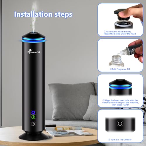 Diffuserlove Full Metal Body Waterless Scent Diffuser with 5 Hotel Scent Oils Hotel Diffuser Waterless Aromatherapy Essent...