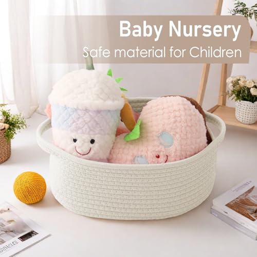 JMvicyroam Woven Basket,Small Rope Storage Bin with Handles & Ribbon Bag, Organizer for Shelves Closets,Gift Basket Empty ...