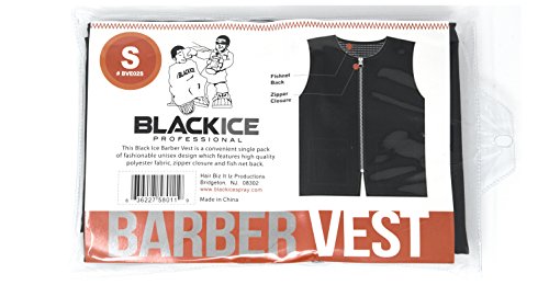Black Ice Barber Vest Size Small Black Professional Polyester Fabric with Zipper Closure