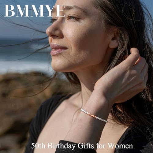 BMMYE 30th 40th 50th 60th 70th Birthday Gifts for Women, 925 Sterling Silver Bracelet for Women with Cards Adjustable 4mm ...