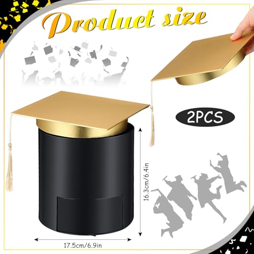 Weekgrat 2 Pack Graduation Flower Box Graduation Cap Gift Boxes 6.9 x 6.4 in empty Container for Grad Party Outdoor Indoor...