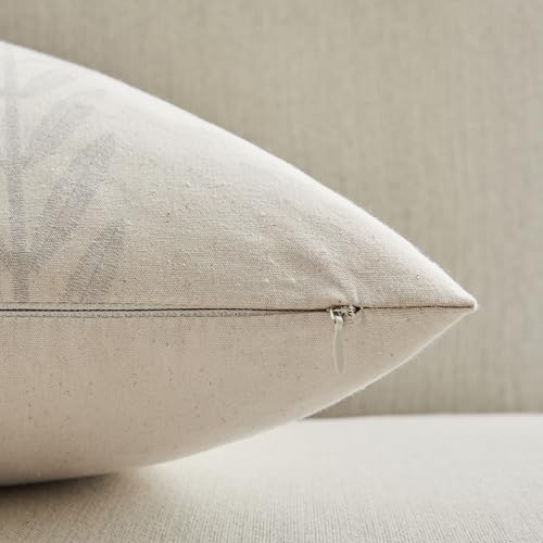 YZJZEDS 100% Cotton Farmhouse Leaves Lumbar Throw Pillow Covers Set of 2, 12x20 Inch Mixed Grey Pastoral Decorative Print ...