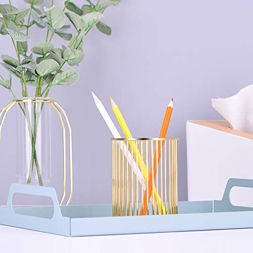 HSYMQ Gold Metal Pen Holder for Desk, Makeup Brushes Cup, Pencil Holders, Office&Home Organizer