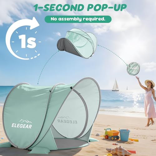 Elegear Pop Up Baby Beach Tent with Mini Canopy, CumbreX™ UPF 50+ UV Protection Baby Tent Sun Shelter, 1S Setup Portable B...