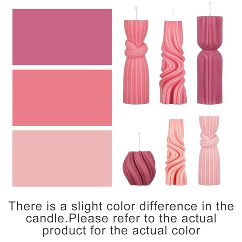 Threlaco 6 Pcs Pink Pillar Candles Decorative Modern Aesthetic Ribbed Candle Set Cute Soy Wax Scented Ribbed Decor Valenti...