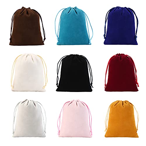 YoungJewl 25Pcs Velvet Jewelry Bags With Drawstring Beige Pouches Gift Bags for Wedding Favors Party Christmas Candy Bags(...