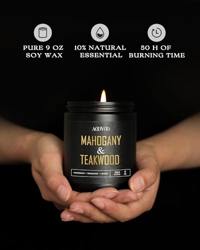 AOOVOO Scented Candles for Men - 4 Pack Candles for Home Scented, 36oz Soy Wax, 200 Hour Burn Time, Men Candle Set, Sandal...
