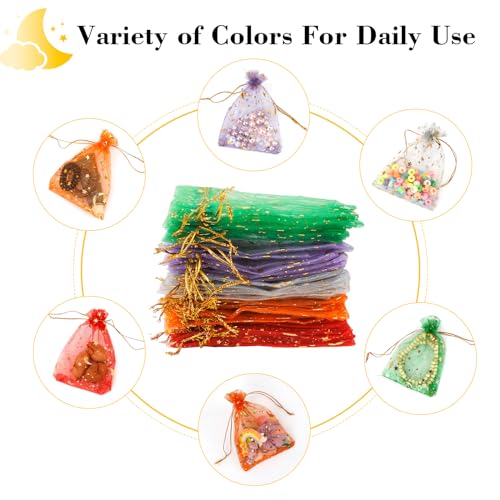 Moon Star Organza Bags 4x5, 50 Pcs Mesh Bags Drawstring,Small Mesh Gift Bags,Drawstring Gift Bags,Wedding Favor Bags,Candy...