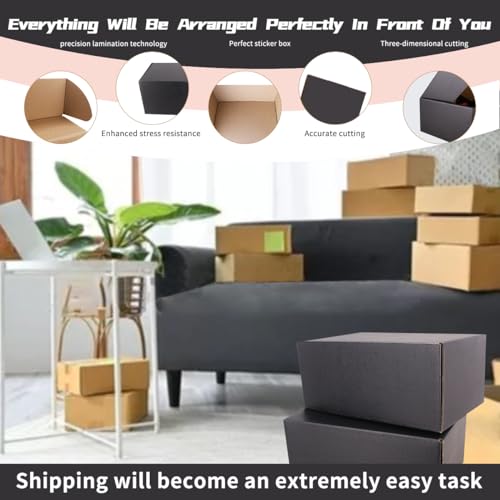 JIUZHOUXIN Shipping Boxes,9"x6"x4" Black Corrugated Cardboard Boxes, Which is Anti-Impact Come with Exquisite Sealing Labe...