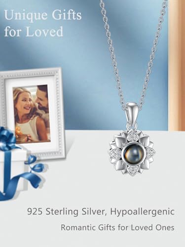 Dorunmo Mother's Day Gifts Personalized Photo Projection Necklace Sterling Silver Heart/Celtic Knot/Infinity/Butterfly/Dra...