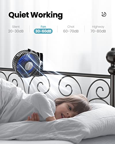 Gaiatop Portable Clip on Fan Battery Operated, Small Powerful 3 Speed Quiet 360° Rotate, USB Rechargeable Mini Personal Co...