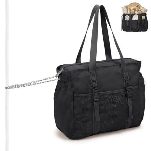 Omanmoli Beach Bag for Women Tote Bag Large with Anti-theft Lock & Chain,40oz Holder,Cruise Travel Vacation Picnic Pool Gy...