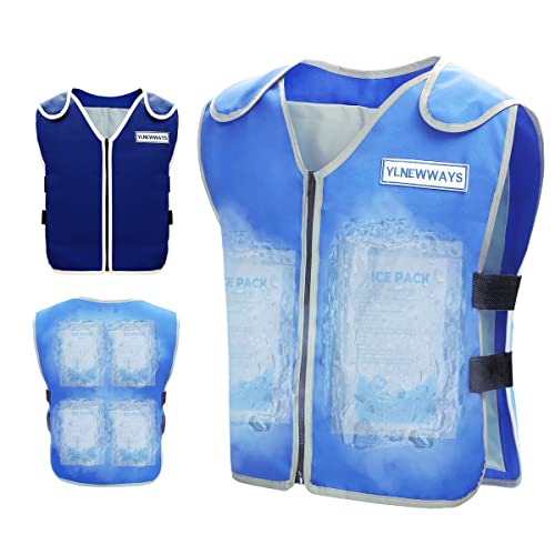 YLNEWWAYS Cooling Vest for Men&Women, Ice Reflective Vest with 24 PCS Ice Packs, Cool Jacket for Hot Weather with Pockets,...
