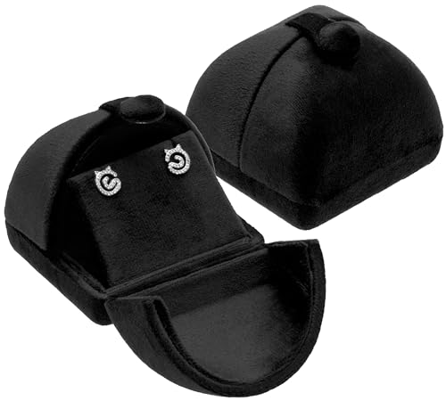 Giftop Velvet Stud Earring Gift Box Jewelry Storage Case Holder for Women Men (Black)