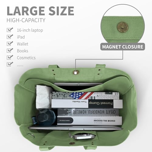 HOMESPON Large Canvas Tote Bag for Women Everything Bag with Pockets and Laptop Sleeve