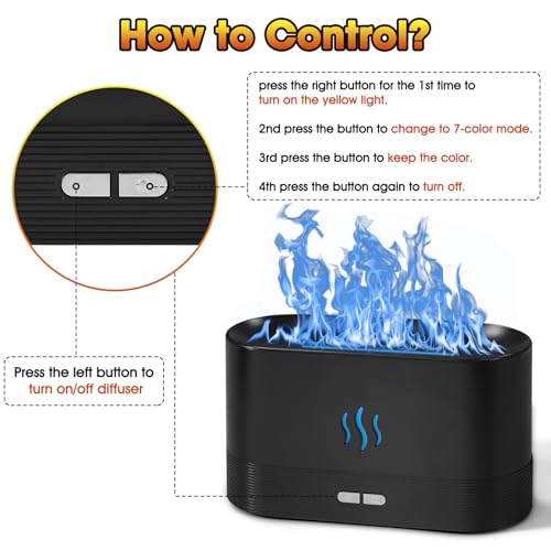 2 Pack Essential Oil Diffuser,Colorful Flame Air Aroma Diffuser Humidifier,Upgraded 7 Flame Colors Noiseless Essential Oil...