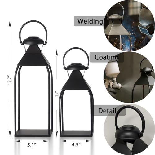 Decorative Metal Lanterns Indoor Outdoor, Candle Holder for Porch, Patio, Fireplace, Floor, Wedding, Christmas, Fall, Holi...