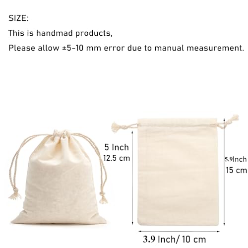 Tendwarm 20 Pack 3.9x5.9 Inches Cotton Drawstring Bags Reusable Muslin Sachet Bag for Party Wedding Storage Home Supplies