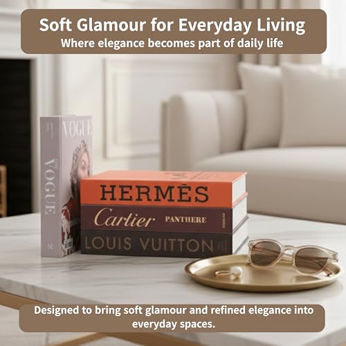 PROBENEX Glam Large | 4 PCS Faux Decorative Books for Home Decor | Not Real Books (Cardboard Boxes) | Coffee Table, Booksh...