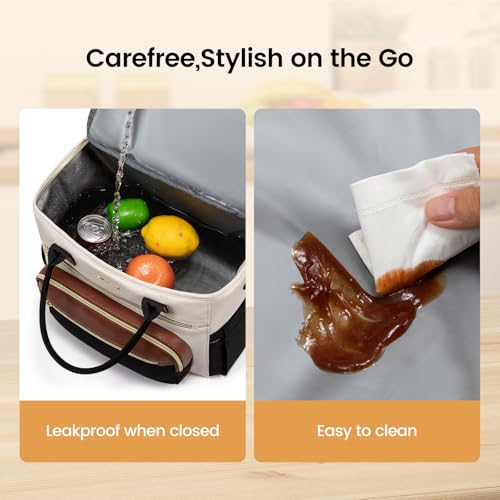 LOVEVOOK Insulated Lunch Bag Women,Wide Opening Adult Lunch Box Women,Large Leakproof Cooler Bag for Work Picnic Beach Fam...