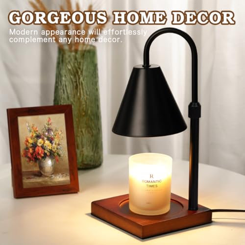 Modern Candle Warmer Lamp with Timer, Dimmable Candle Lamp Warmer, Mothers Day Birthday Gifts for Women Men, Black Candle ...