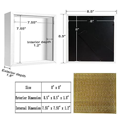 TouYinger 8x8 Shadow Box Frame Display Case with Letter Stickers, 3D Picture Frame, Display Case Box for Memorabilia, Baby...