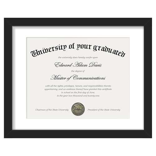 upsimples 11x14 Diploma Frame with Clear Plexiglass, Displays 8.5 x 11 Certificate Frame with Mat or 11x14 Picture Frame w...
