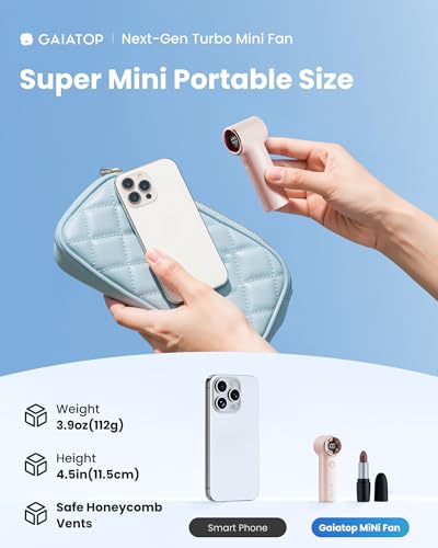 Gaiatop Mini Portable Handheld Fan, 4000mAh [15h Max Runtime] Personal Turbo Fans Pocket Size, High Speed 1-100 Adjustable...