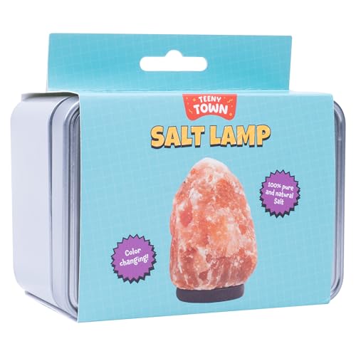 Fizz Creations Teeny Town Miniature Himalayan Salt Lamp – Battery-Operated LED Mood Light with Carry Case – Ideal for Desk...