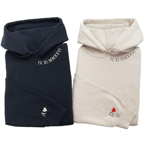 coreus Custom Matching Hoodies Couple Hoodies Customized Roman Numeral Hoodie Personalized Couple Stuff BF GF Relationship...