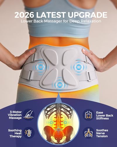 Cordless Heating Pad for Back Pain Relief, Lower Back Massager with Heat & Rechargeable Built-in Battery, Portable Wearabl...