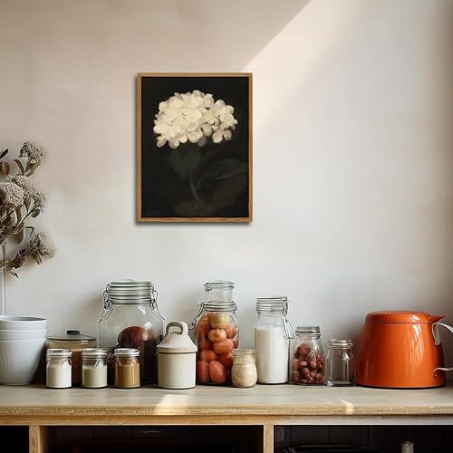 Framed Wall Art for Living Room – Vintage White Hydrangea Oil Painting Canvas Prints, Aesthetic Bedroom Wall Art, Kitchen ...