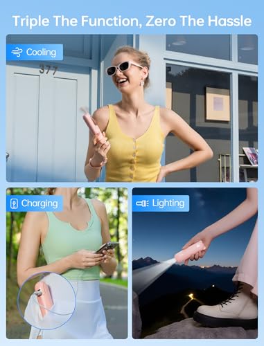 JISULIFE 3 IN 1 Handheld Mini Fan - Portable Fan & Power Bank & Flashlight, 19H Max Cooling, USB Rechargeable, Pocket-Size...