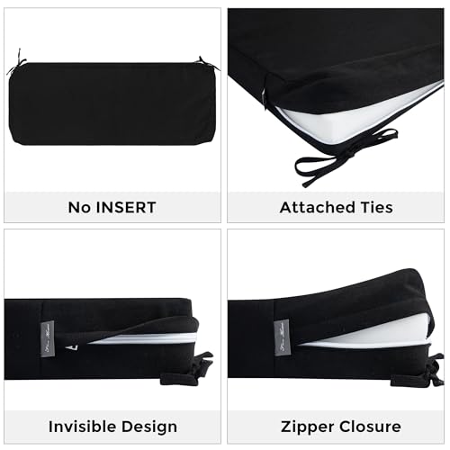 FUNHOME Outdoor Bench Cushion Cover 48 x18 x 3 inch,Water Resistant Cover with Zipper&Ties,Fade-Resistant Slipcover,Patio ...