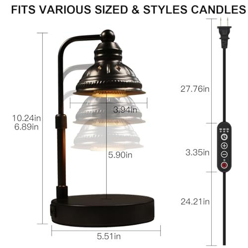 LIDORE Candle Lamp, Candle Warmer Lamp with Timer (Black, USB Charger)