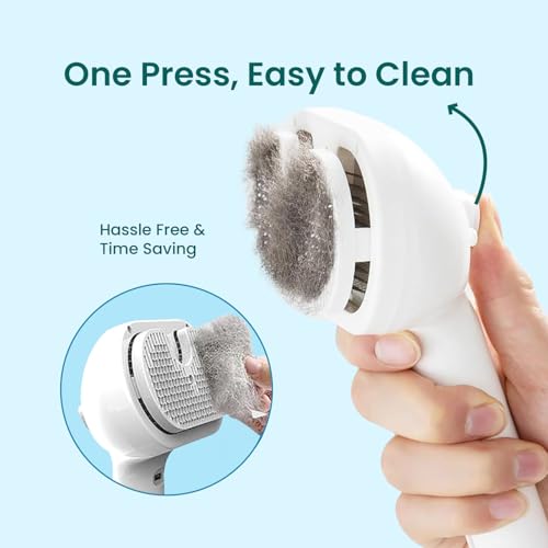 3 In 1 Steam Grooming Brush for Cats & Dogs, USB Rechargeable Hair Removal Comb with Spray Mist, Includes 200 ml Shampoo f...