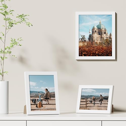 Vittanly 8x10 Picture Frames Set of 9, Shatter Resistant Plexiglass, Display 5x7 Pictures with Mat or 8x10 without Mat, Ph...