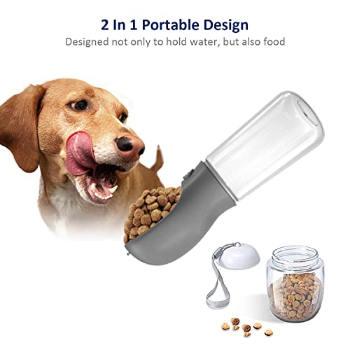 WePet Portable Dog Water Bottle with Food Container, 19 OZ + 6 OZ, Leak Proof Puppy Water Dispenser with Drinking Feeder f...