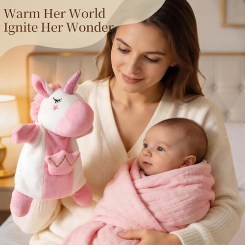 TUZT Newborn Baby Girl Gift Set, 9PCS Baby Shower Gift Box with Onesie Blanket Hand Puppet Milestone Card, New Born Essent...