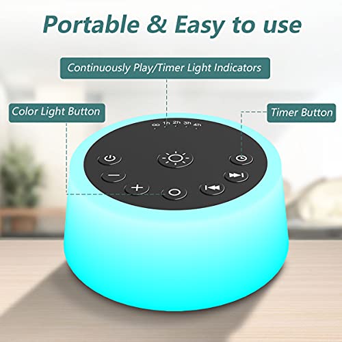 Color Noise Sound Machines with 10 Colors Night Light 25 Soothing Sounds and Sleep White Noise Machine 32 Volume Levels 5 ...